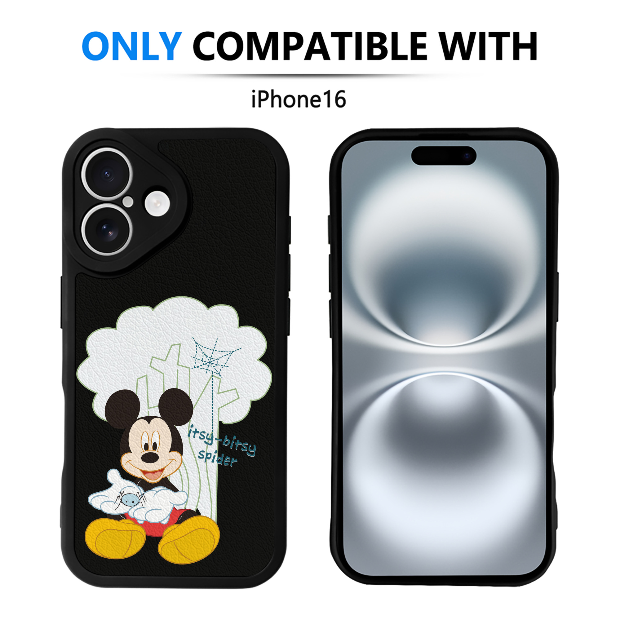 （画像用） ミッキーマウス Mickey Mouse 【iPhone 16シリーズ対応】シリコンスマホケース（レザー調） 材質：シリコン
